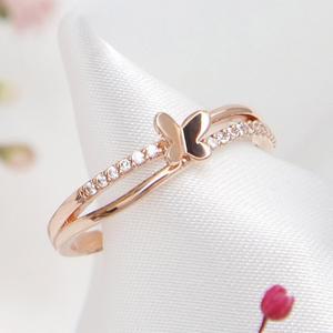 [미니아트] 파비링 큐빅 프리사이즈 14kgp 큐티 로즈골드 레이어드링 JR529