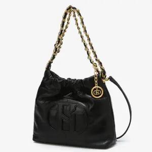 [헤지스](대구신세계)[HAZZYS ACC] [H20크링클] H패치 블랙 레더 퀼팅 체인 호보 숄더백 S HIBA5F553BK