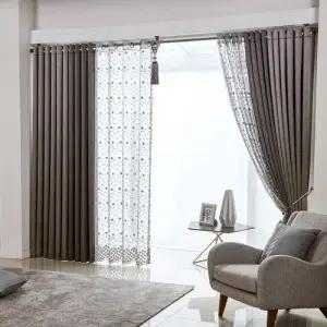 [지나송]벨마랑 아일렛 암막커튼(440x230)+망사커튼(봉+설치부속)