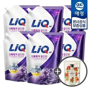 [애경]리큐 얼룩제거 올인원 액체세제 리필 2.1L x6개 +섬유유연제200ml 증정