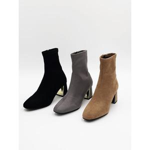 [기타](클리어런스) W21A701 스웨이드 스판 앵클부츠 6cm / 블랙,그레이,베이지