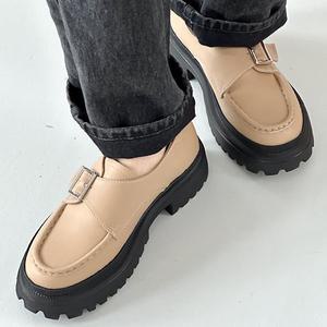 [더힐][더힐슈즈] 소가죽 벨티드 워커창 여성여자 로퍼 플랫슈즈 단화 4cm luc2952