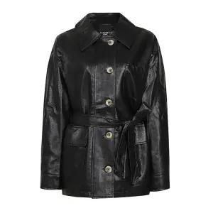 (레코브) 페이크레더 쓰리 포켓 하프 트렌치 코트(LK61C3BY501B)