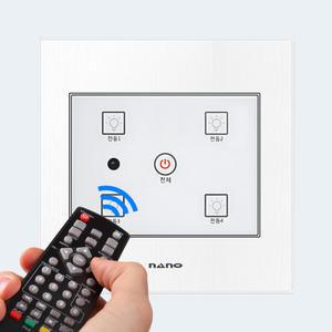 나노 아트2 터치 무선 전자식 리모컨 전등 스위치 4구 (화이트)