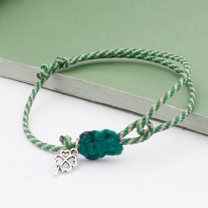 작은 소원 네잎클로버 매듭팔찌 핸드메이드 로프 실 커플우정 행운 소원