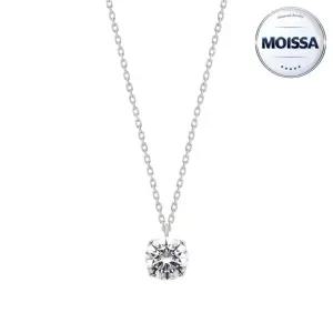 [한국금다이아몬드] 18K 1부 모이사나이트 목걸이 4프롱 각줄 체인