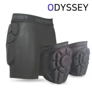 오딧세이 스키   스노우 보드 RB 라이더 엉덩이 + 무릎 보호대 세트 블랙