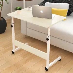 우드 이동식 사이드 책상 바퀴달린 침대 쇼파 간이 보조 높이조절 테이블 노트북 탁자