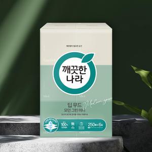 깨끗한나라 딥무드 모던 그린 미니 250매 6입 1팩