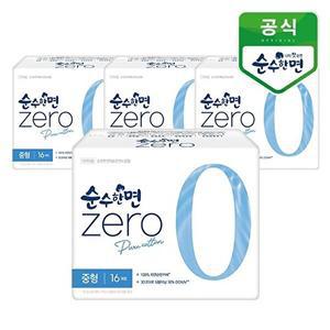 [깨끗한나라]순수한면 제로 순면커버 중형 16P x 4팩