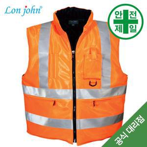 방한조끼 DY-2025BO 반사 (형광주황-패딩.단면) 조끼 반사조끼 단체조끼 방한조끼 패딩조끼