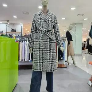 시슬리/애플아울렛/ 아리아나 체크 벨티드 롱 코트 SACTC7461