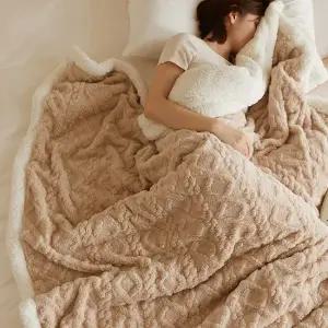 아가일 꽈배기패턴 극세사 양면 양털담요 특대형  150 x 200)