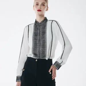 [제시뉴욕] 23fw 헨리넥 셔츠 블라우스 (DD95NSBP6010-아이보리,블랙)