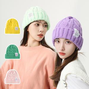 여성 트위스트 꽈배기 니트 털모자 비니