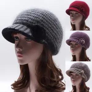 중년 여성 겨울 모자 여자 앙고라 니트 챙모자 50대 60대 엄마 할머니 선물 예쁜 방한모