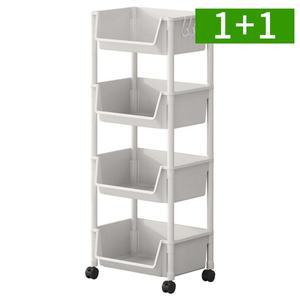 [OMT]1+1 바퀴달린 이동식 트롤리 선반 4단 수납장 틈새 주방 거실 조립식 카트 정리함 보관함