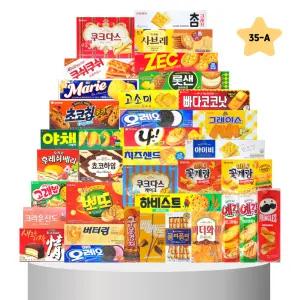[ 판다네 마켓 ] 소형과자 35종-A세트 사무실 탕비실 학교 학생 회사 대용량 간식 스낵 다과 과자선물세트