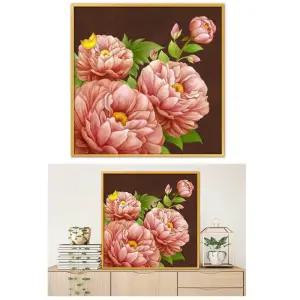 목단꽃 그림 골드 액자 매장 거실 인테리어 50x50 8번