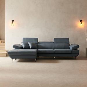 라자가구 비바 소토 천연면피 통가죽 3.5인 카우치 소파 LSI023