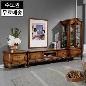 노엘 엔틱 거실장 세트 원목 TV 장식장 티비다이