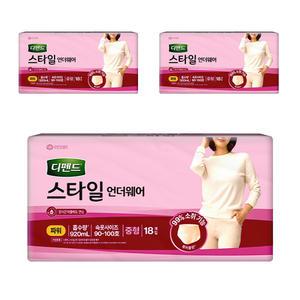 디펜드 스타일 언더웨어 여성 파워 중형 18매x3팩 걱정없는 하루 특허소취 냄새 제거
