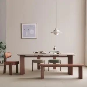 카펜터홈 모아이 애쉬원목 양면 포세린세라믹 6인식탁 의자2개+3인벤치)