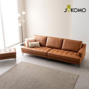 [자코모]데이즈 3.5인 천연면피 소가죽 소파+스툴