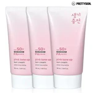 [프리티스킨] 핑크 톤업 선크림 50ml 3개 / 생기 충전