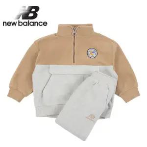 뉴발란스 키즈 플리스 배색 트레이닝 세트(NK9YC4662U-35)_베이지