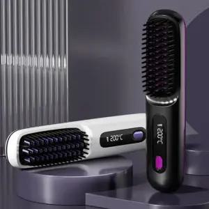 무선 콤브 매직 헤어빗 고데기 빗고데기 파우치포함 브러쉬 휴대용 여행 헤어 스타일러 온도조절