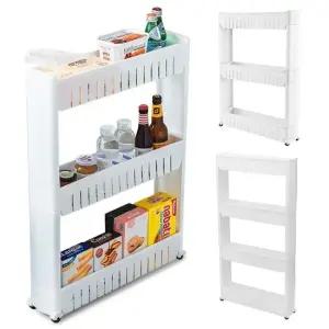 이동식 틈새 수납장 3단 4단 냉장고 주방 세탁실 선반 틈새수납장 틈새수납 이동식수납장