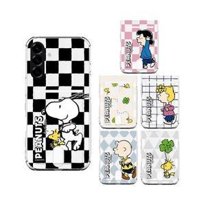 갤럭시퀀텀6 (A566) 갤럭시A56 스누피 프렌즈런 패턴 투명 에어쿠션 카드 젤리 케이스