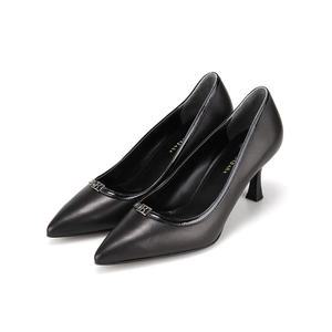 바바라 양가죽 B 골드장식 배색 라인 여성펌프스 7cm_BBI202