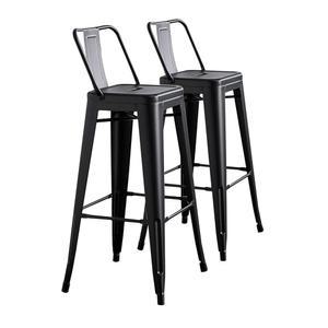 AC 퍼시픽 모던 30인치 메탈 바스툴 2종 세트 - 허리가 낮고 가볍고 튼튼한 컨트리 러스틱 스타일, 쉬운 조립, 매트 블랙