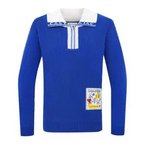 [까스텔바작](본사) 남성 로고 카라 배색 반집업 니트_BGCWSW204BL_