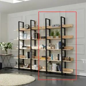 우아미가구 로유 레드파인 원목 5단 철제 책장 1200