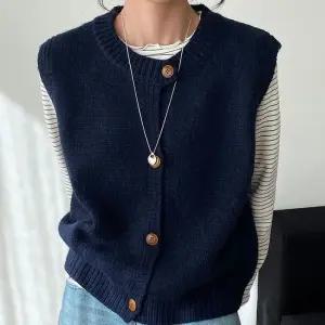 [프리티 글라라]니트 조끼 뜨개 베스트 간절기 단추 조끼 vs-57 (40015940)
