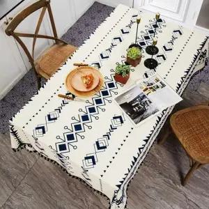 식탁보 140x100cm 베이직 책상 북유럽 예쁜 매트 태슬 덮개 깔판 사각