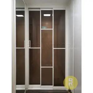 [바른도어]35번 초슬림3연동중문 띠분할형 화이트 브론즈강화유리a