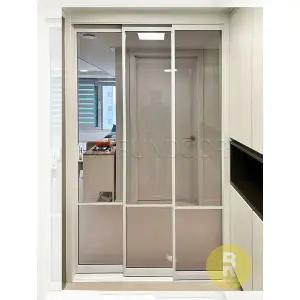 [바른도어]06번 초슬림3연동중문 유리분할형 화이트 브론즈+샤틴브론즈강화유리a