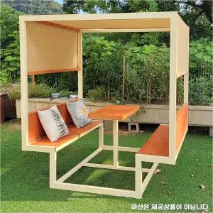 파고라 둥근지붕 원두막 6인용 야외테이블 정자 벤치 그늘막 원형 테이블