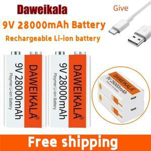 2025NEW 9V 28000mAh 리튬 이온 충전지 멀티 미터 마이크 장난감 원격 제어 KTV 사용 USB 배터리