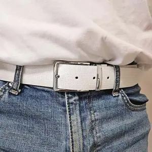 남성 캐주얼 양면 가죽벨트 130cm 빅사이즈 가능 벨트 남자 캐쥬얼 화이트 골프 가죽 버클 실버 정장 바지