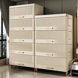 대형 플라스틱 5단 보관장 드레스룸 의류 정리함 서랍장