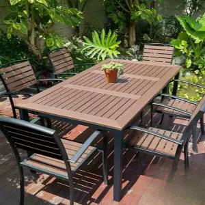 펜션 야외 목재테이블 우드 식탁 나무 사각형 테라스