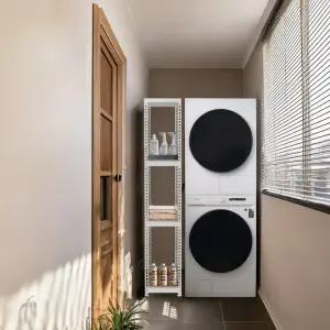 틈새수납장 4단 300x500x1500 세탁실 다용도실 베란다 철제선반 조립식 앵글 랙