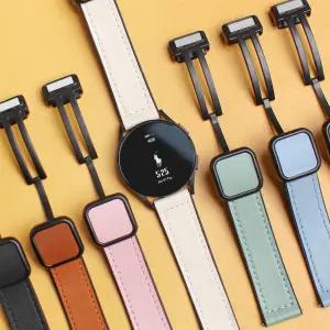 갤럭시워치8 7 6 5 4 클래식 D버클 하이브리드 레더 가죽 스트랩 실리콘