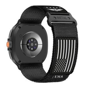 삼성 갤럭시 워치 8용 러기드 나일론 밴드 클래식 46mm/갤럭시 8 남성용 44mm 40mm, 부드러운 원단, 스타스트라이프 플래그 손목밴드 스포츠 스트랩, 8/8 클래식용