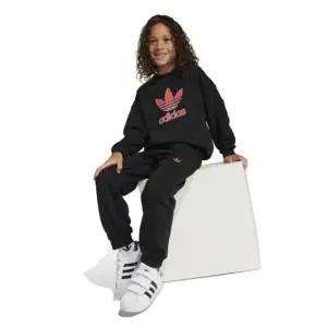 [아디다스키즈] 현대백화점 JX0464 아디다스 상하복 Crew Set 불꽃로고 차일드 등원복 블랙 110/120/130